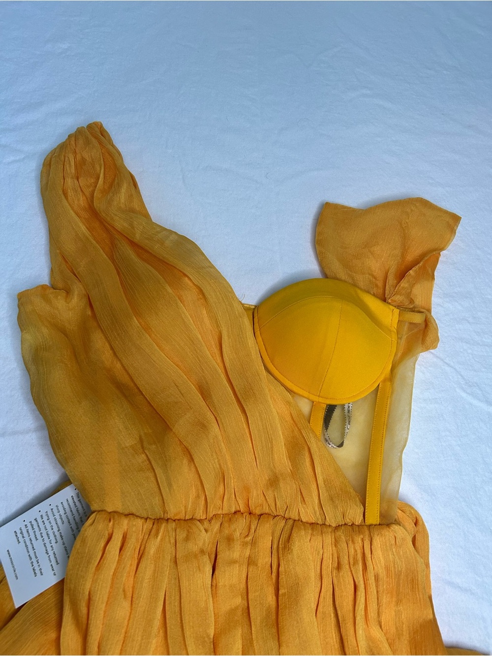 Miss Circle Back In Style Silk Corset High Slit Maxi Dress Marigold NWT - Picture 8 of 12